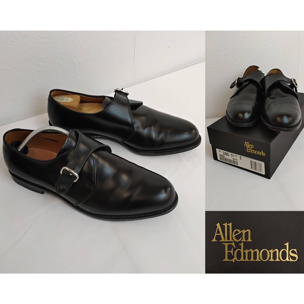 Allen Edmonds Garner Monk Strap Dress Shoes Men's 11.5 Black Leather VTG #J5602